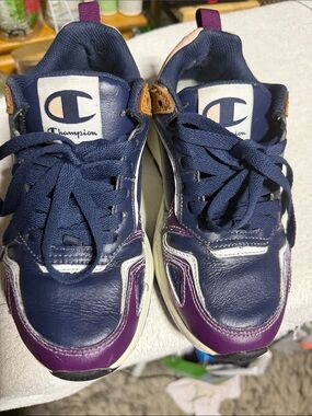 Champion Kids Navy and Purple Lace-Up Sneakers